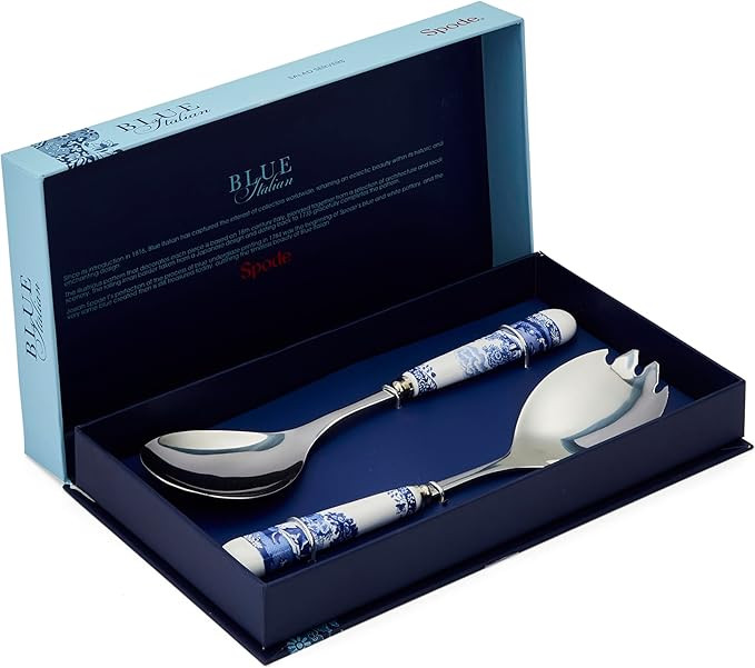Spode Blue Italian Collection Salad Servers | 2 Piece Spoon and Fork Set | 10 Inch | Blue and Whi... | Amazon (US)
