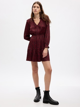 Split-Neck Tiered Mini Dress | Gap (US)