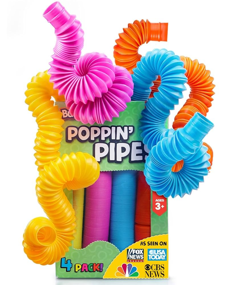 BUNMO Pop Tubes – Large 4-Pack Sensory & Fidget Tubes for Kids 3+ | Stretch, Connect & Pop | Cr... | Amazon (US)
