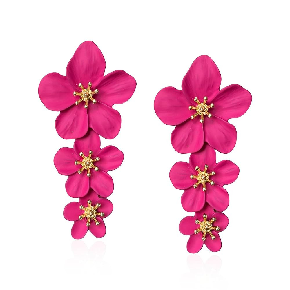 Three Layer Flower Earrings for Women Boho Statement Flower Earrings Bohemian Flower Dangle Earri... | Amazon (US)