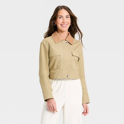 Women's Transitional Cropped Jacket - A New Day™ Tan M | Target