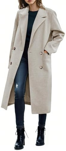 Saodimallsu Womens Winter Double Breasted Pea Coats Long Trench Coat Casual Work Office Overcoat ... | Amazon (US)
