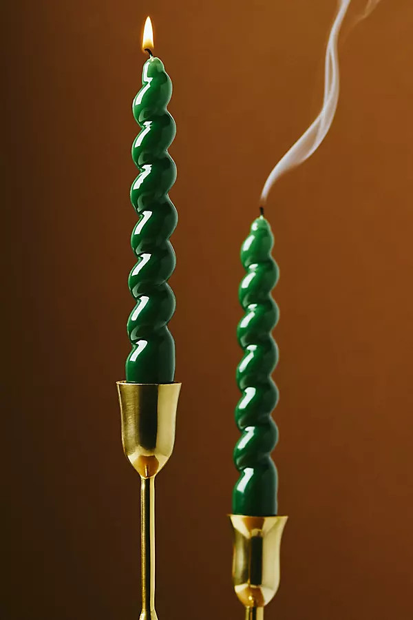 High Shine Spiral Taper Candles, Set of 2 | Anthropologie (US)