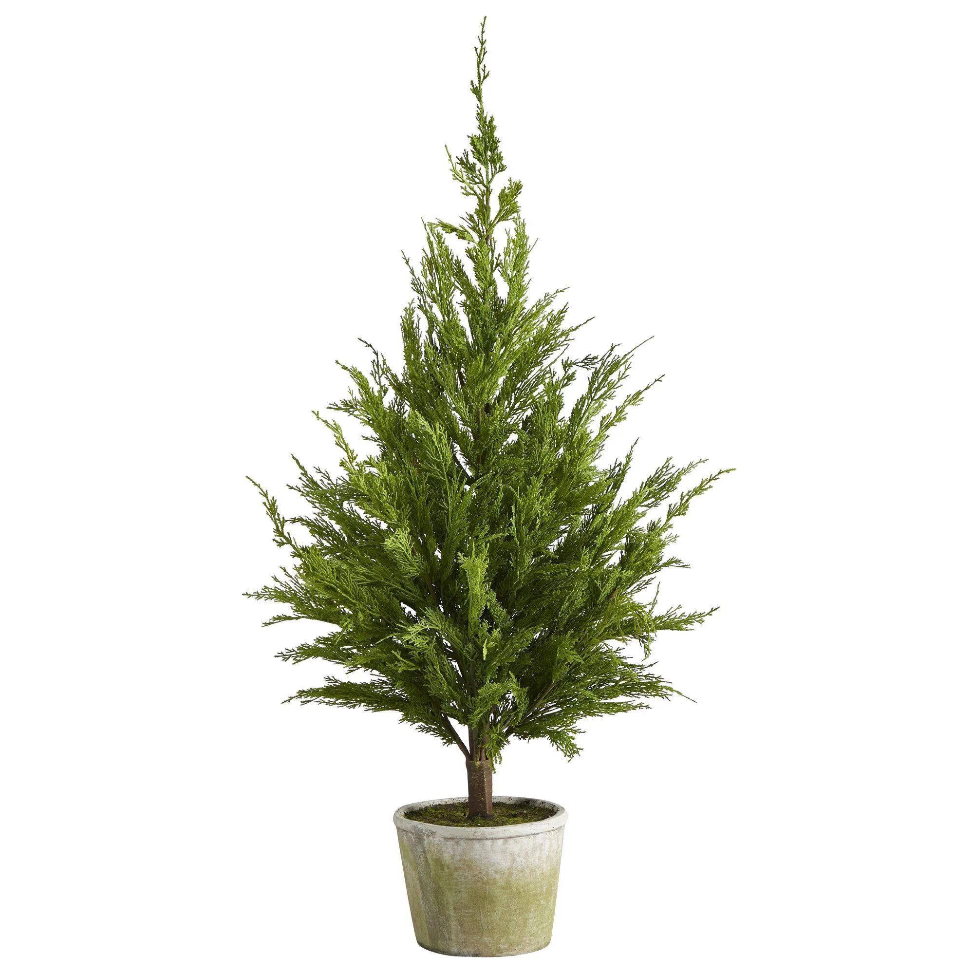 3.5’ Cedar Pine “Natural Look” Artificial Tree in Decorative Planter | Nearly Natural