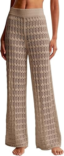 Saodimallsu Womens Crochet Cover Up Pants Sheer Mesh High Waist Sexy Casual Knit Summer Swimsuit ... | Amazon (US)