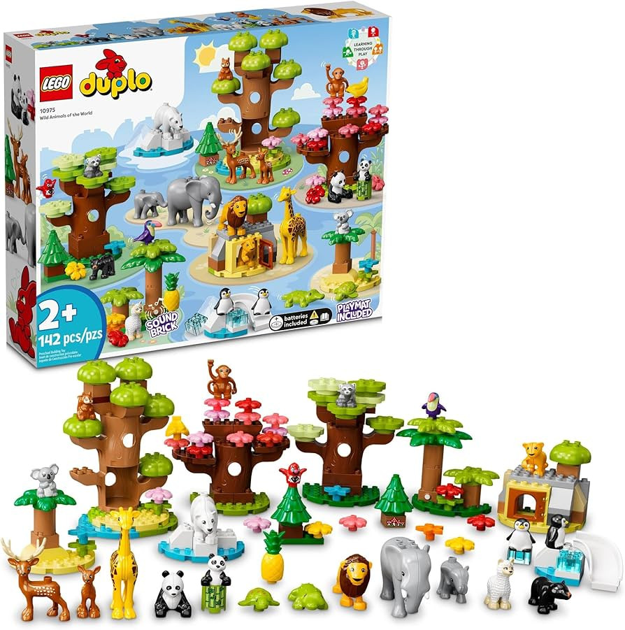 LEGO DUPLO Wild Animals of The World Building Set, Includes Sounds, World Map Playmat, 22 Animal ... | Amazon (US)