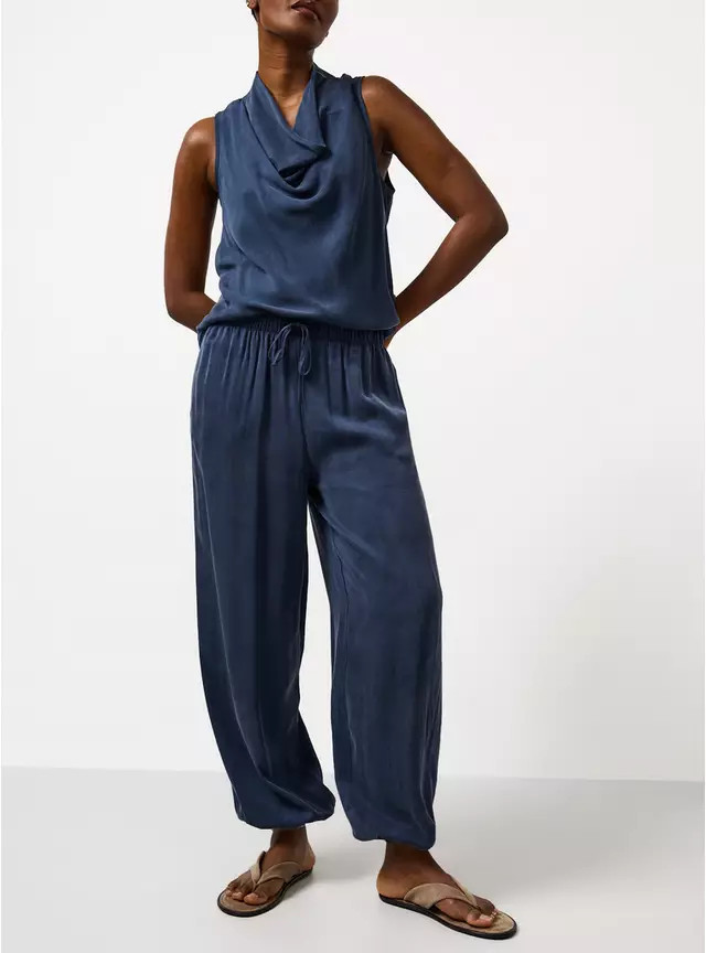 Navy Sandwash Balloon Leg Co-ord Trousers 18 | Tu Clothing