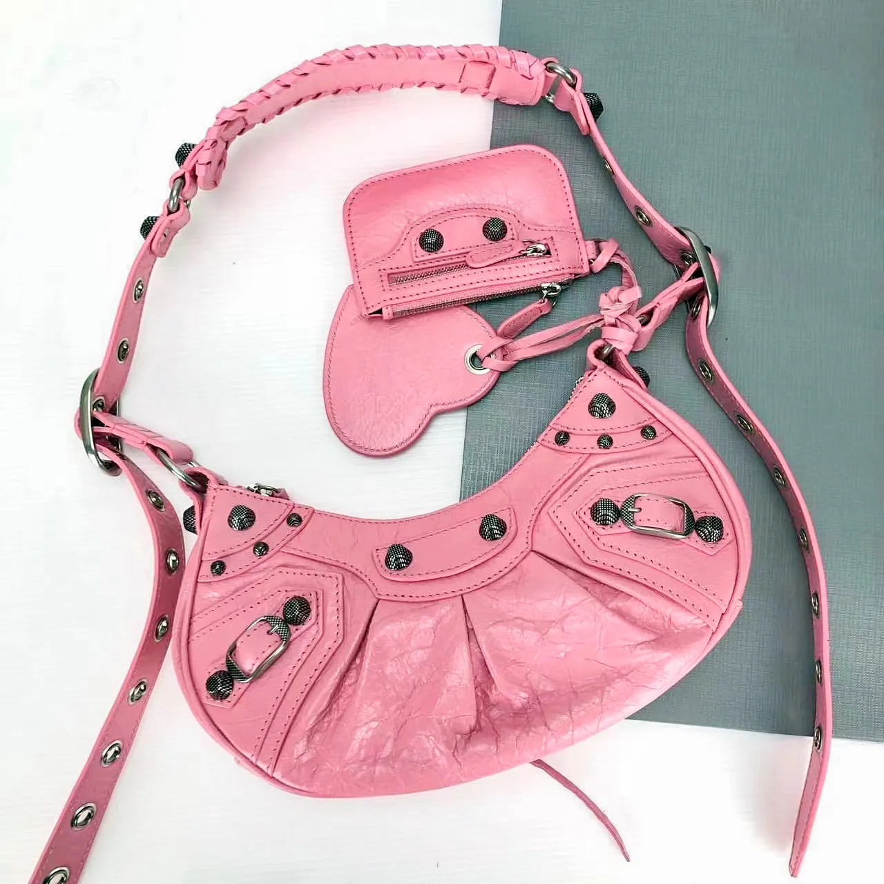 LE CAGOLE Leather cross body Motorcycle Bags classic Rivet half moon 7a Designers bag satchel wom... | DHGate