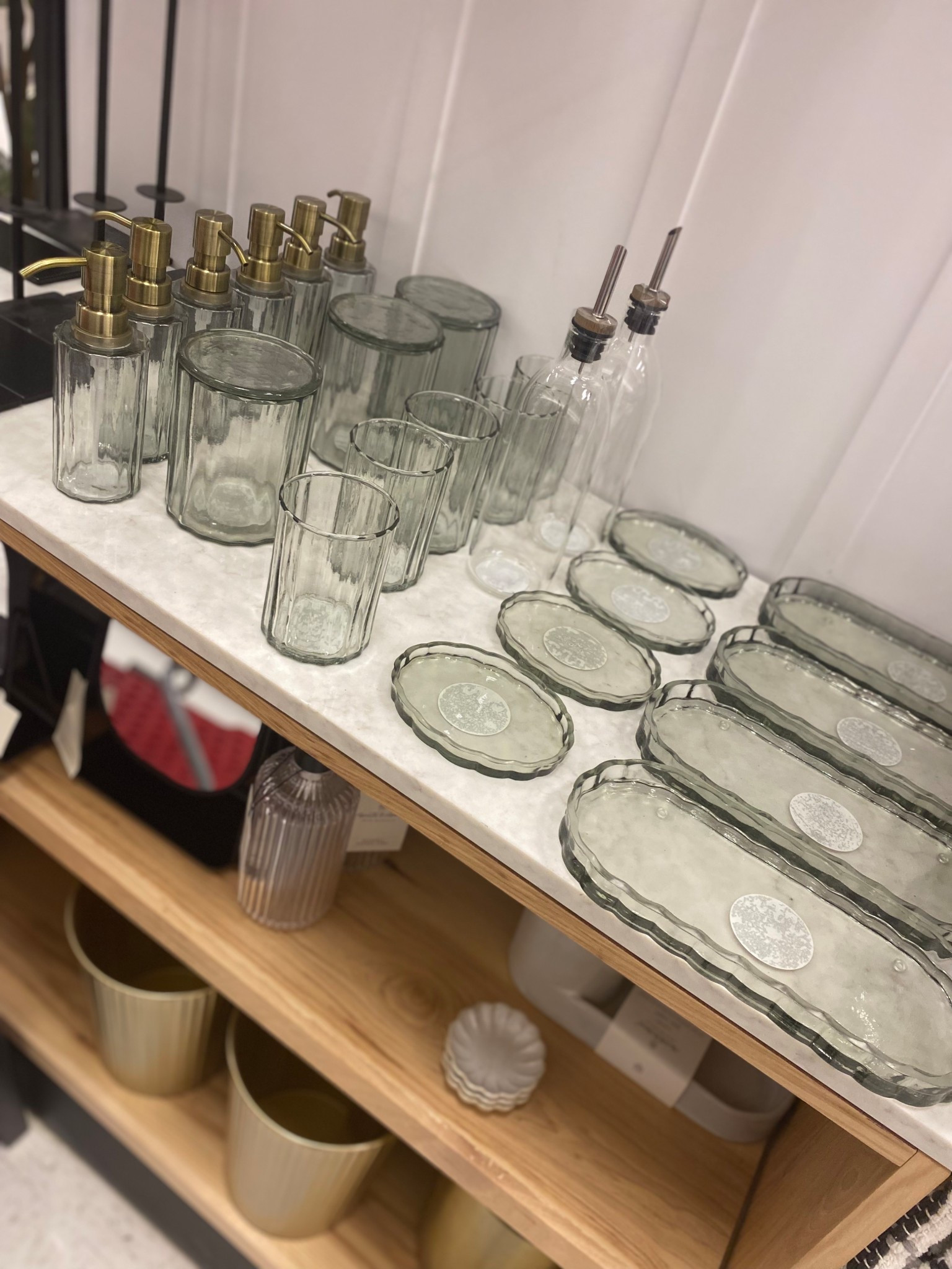 This whole line of green hue glassware (bathroom) from the Magnolia line at Target is STUNNING! Quality is excellent and the color is gorgeous! You will fall in love with this line! 

#BathroomDecor #BathroomOrganization #Target

#LTKFindsUnder50 #LTKStyleTip #LTKHome