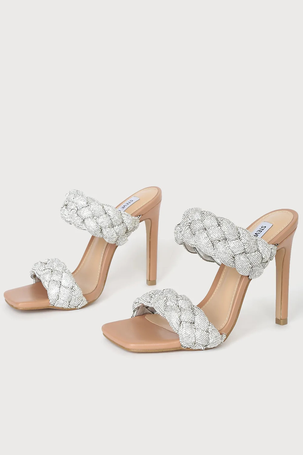Kenley-R Silver Rhinestone Braided High Heel Sandals | Lulus (US)