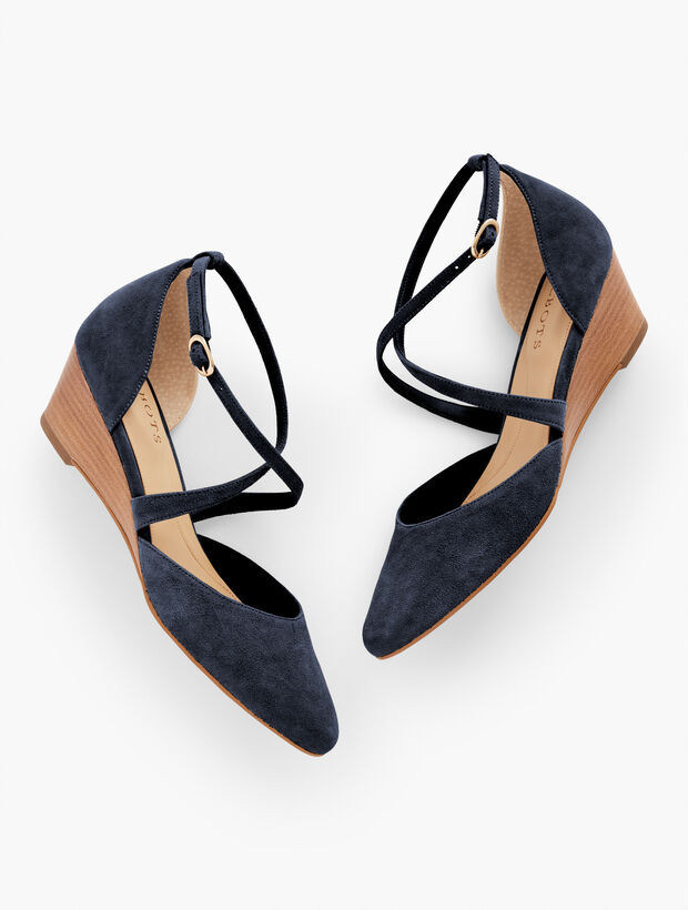 Laney Crisscross Suede Wedges | Talbots