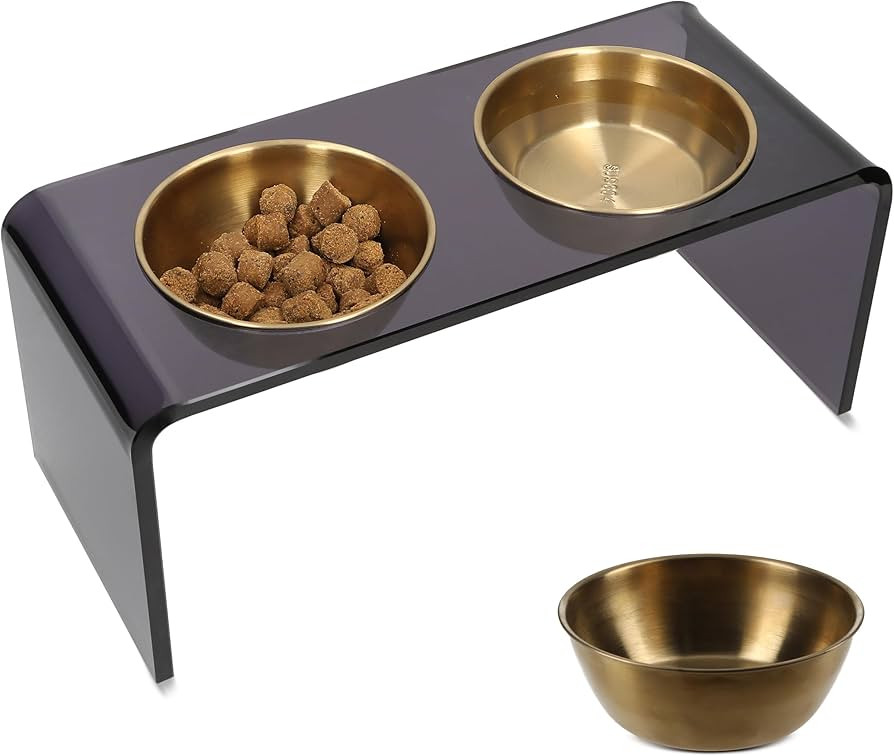 Acrylic Dog Bowl Stand - Durable Food-Grade Stainless Steel Elevated Cat Bowls & Dog Bowls for Sm... | Amazon (US)