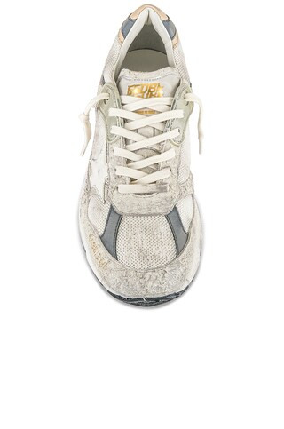 Golden Goose Running Dad Sneaker in White & Silver from Revolve.com | Revolve Clothing (Global)