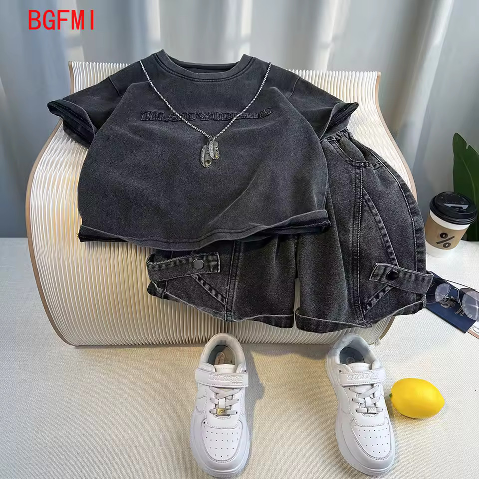 Hot Sale Fashion Baby Boy Suit Summer Clothes Short Sleeve T-shirt Short Jeans 2 Piece Set Kids O... | AliExpress (US)