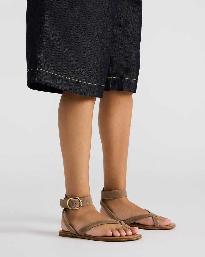 NASHIRA Taupe Suede Strappy Buckle Sandals | Women's Designer Sandals | Steve Madden (Canada)