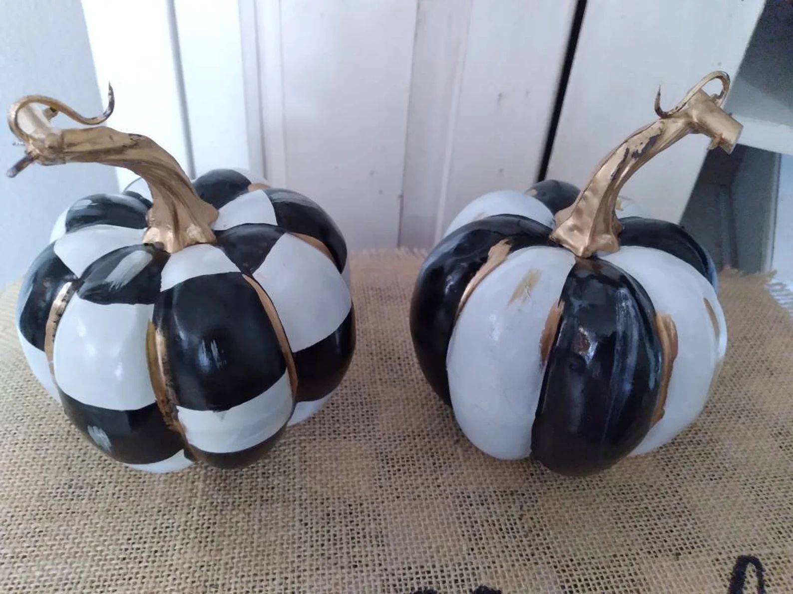 Pair of Mackenzie Childs Inspired Pumpkins 5 Black White | Etsy | Etsy (US)
