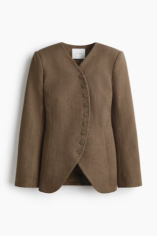 H & M - Tailored Linen-Blend Jacket - Dark Taupe | H&M (US + CA)