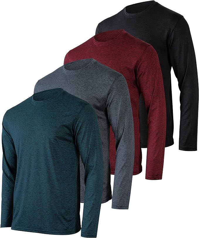 4 Pack: Men's Dry-Fit Moisture Wicking Performance Long Sleeve T-Shirt, UV Sun Protection Outdoor... | Amazon (US)