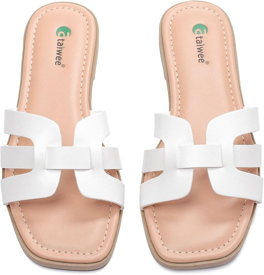 Ataiwee Damen Slide Sandalen-Bequeme elegante flache Sommersandalen, weiche Einlegesohlen, elegan... | Amazon (DE)