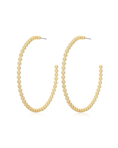 Pave Ball Chain Hoops- Gold | Luv Aj