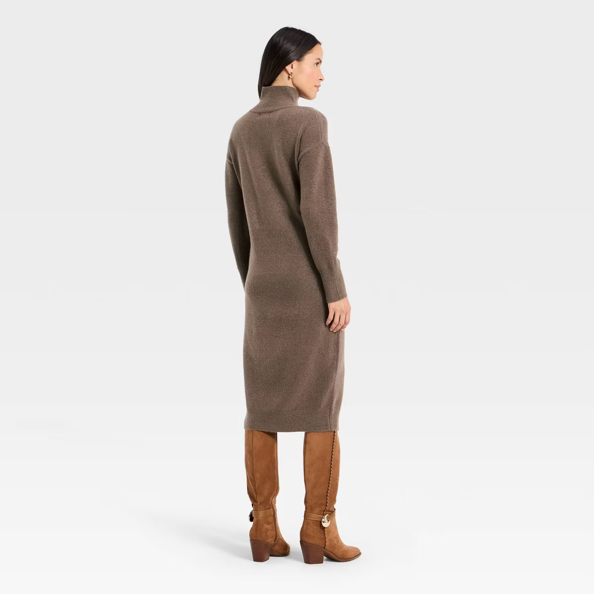 Women's Long Sleeve Midi Sweater Dress - Universal Thread™ Brown XXL | Target