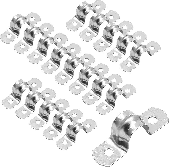30Pcs M12 Rigid Pipe Strap, 1/2" Stainless Steel 2 Holes Cable U Bracket Pipe Clamp for Fixing Pi... | Amazon (US)