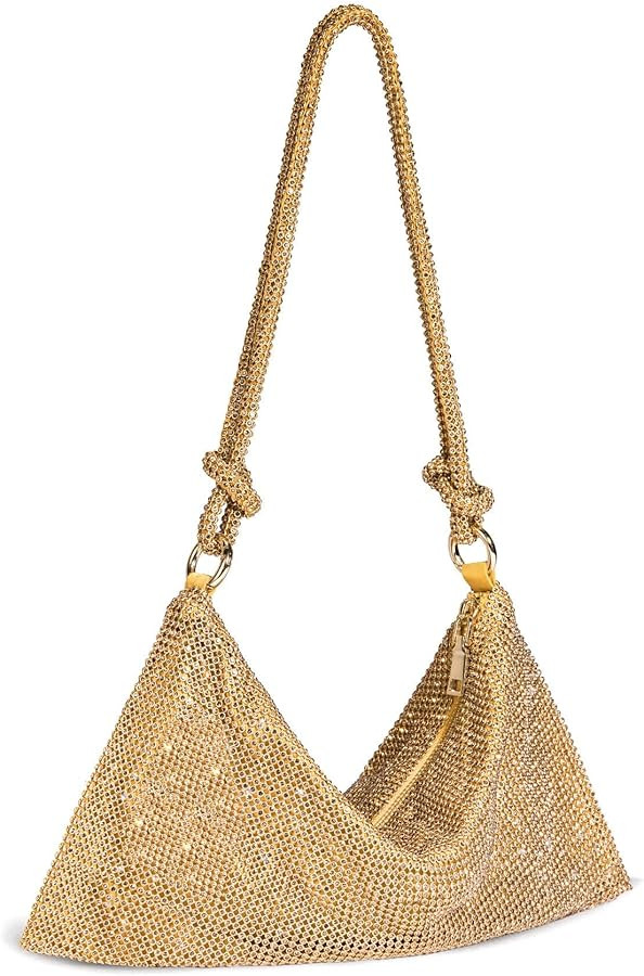 SWEETV Sparkly Rhinestone Purse for Women Silver Clutch Purse Small Glitter Handbags for Weddings... | Amazon (US)