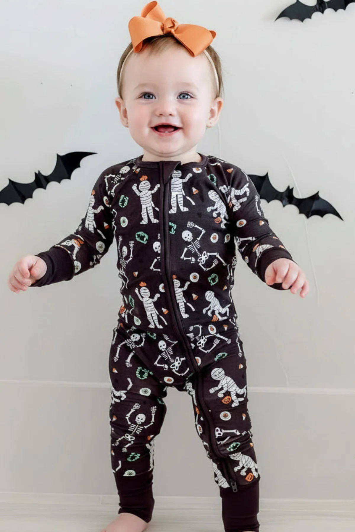 Halloween Glow-in-the-Dark Convertible Bamboo Zip Romper | Eye Want Candy | Caden Lane