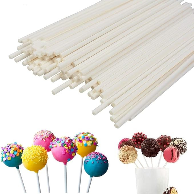 COOLAKE Lollipop Sticks 100 Pack 6 Inch Paper Candy Making Sucker Sticks for Cake Topper, DIY Hom... | Amazon (US)