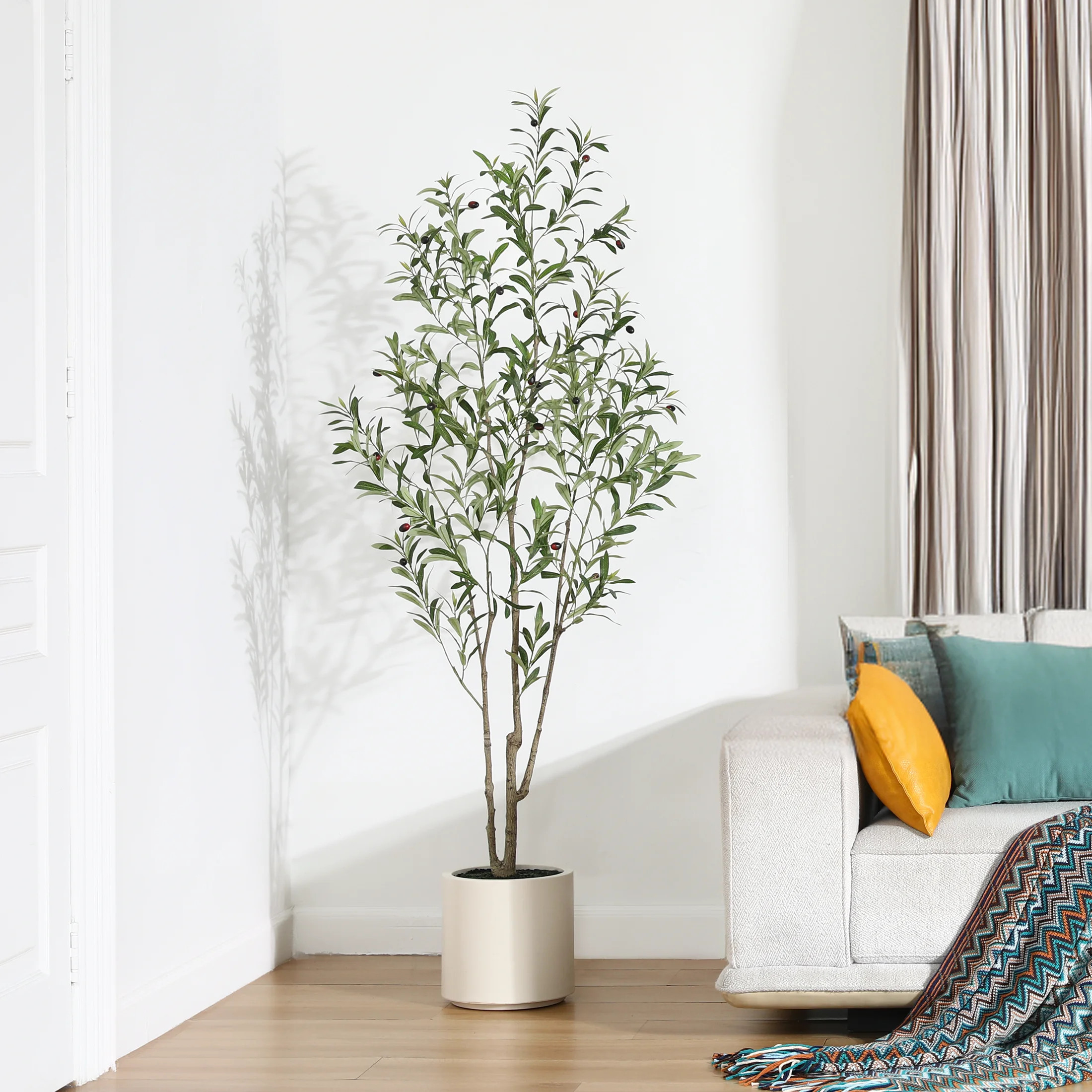 Altman Faux Olive Tree in White Planter, Lifelike Fake Olive Plant for Indoor and Outdoor Decor | Wayfair North America