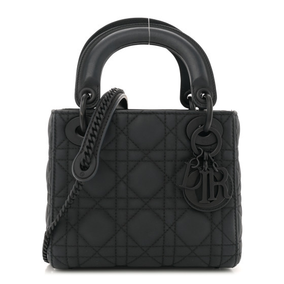 Ultra Matte Calfskin Cannage Mini Lady Dior Black | FASHIONPHILE (US)