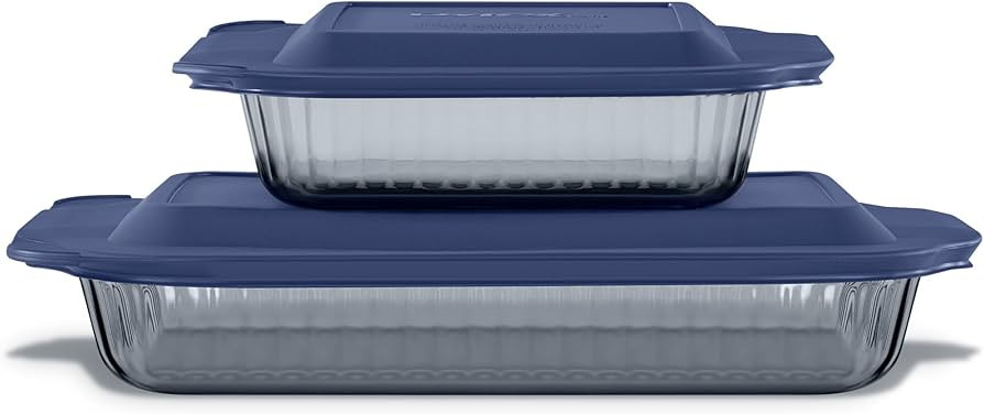 Pyrex Colors (2-Pack, Full Set) Tinted Glass Baking Dish with BPA-Free Lid, Oblong Bakeware Glass... | Amazon (US)