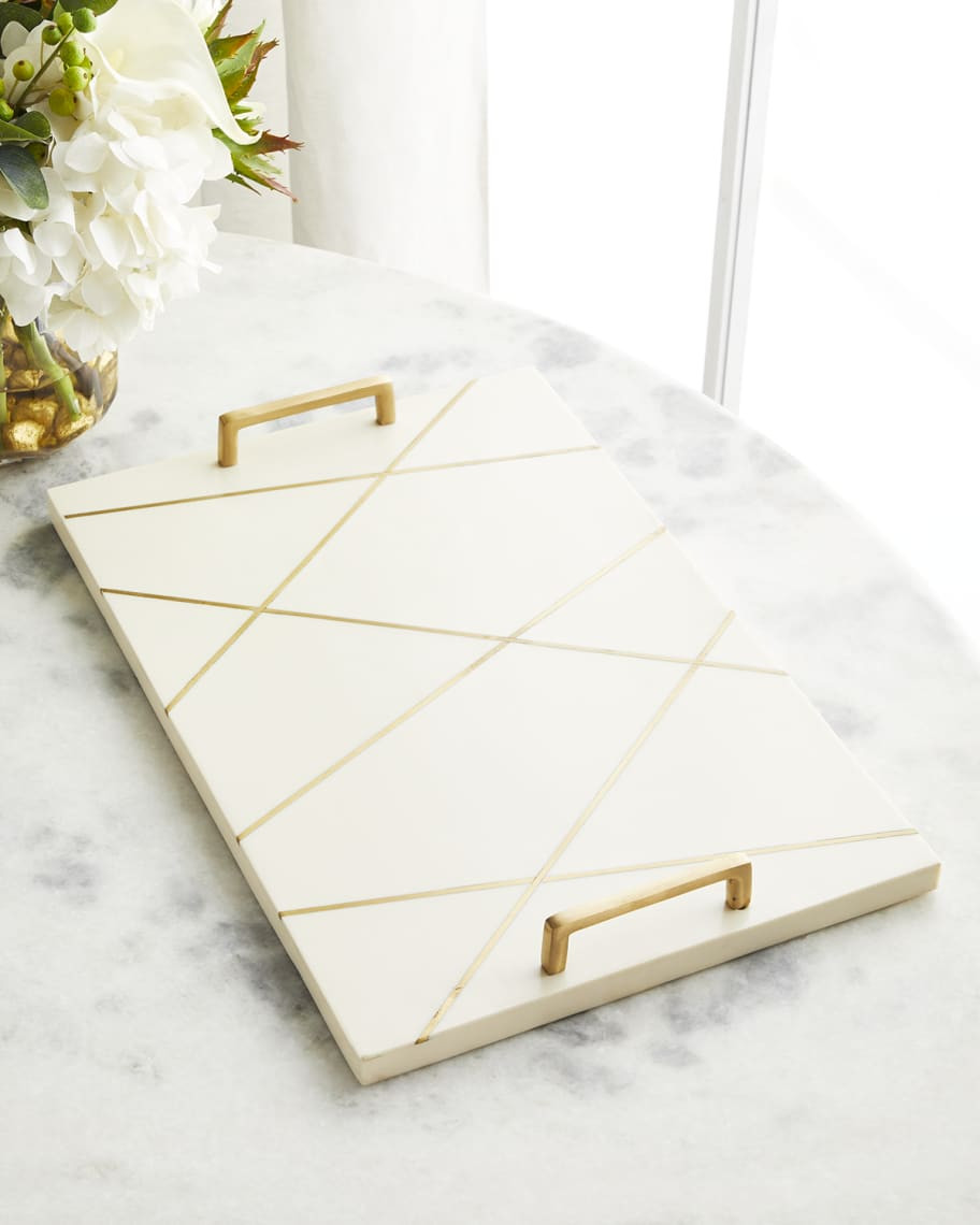 Jamie Young Vertical Lines Bone Resin Tray | Neiman Marcus
