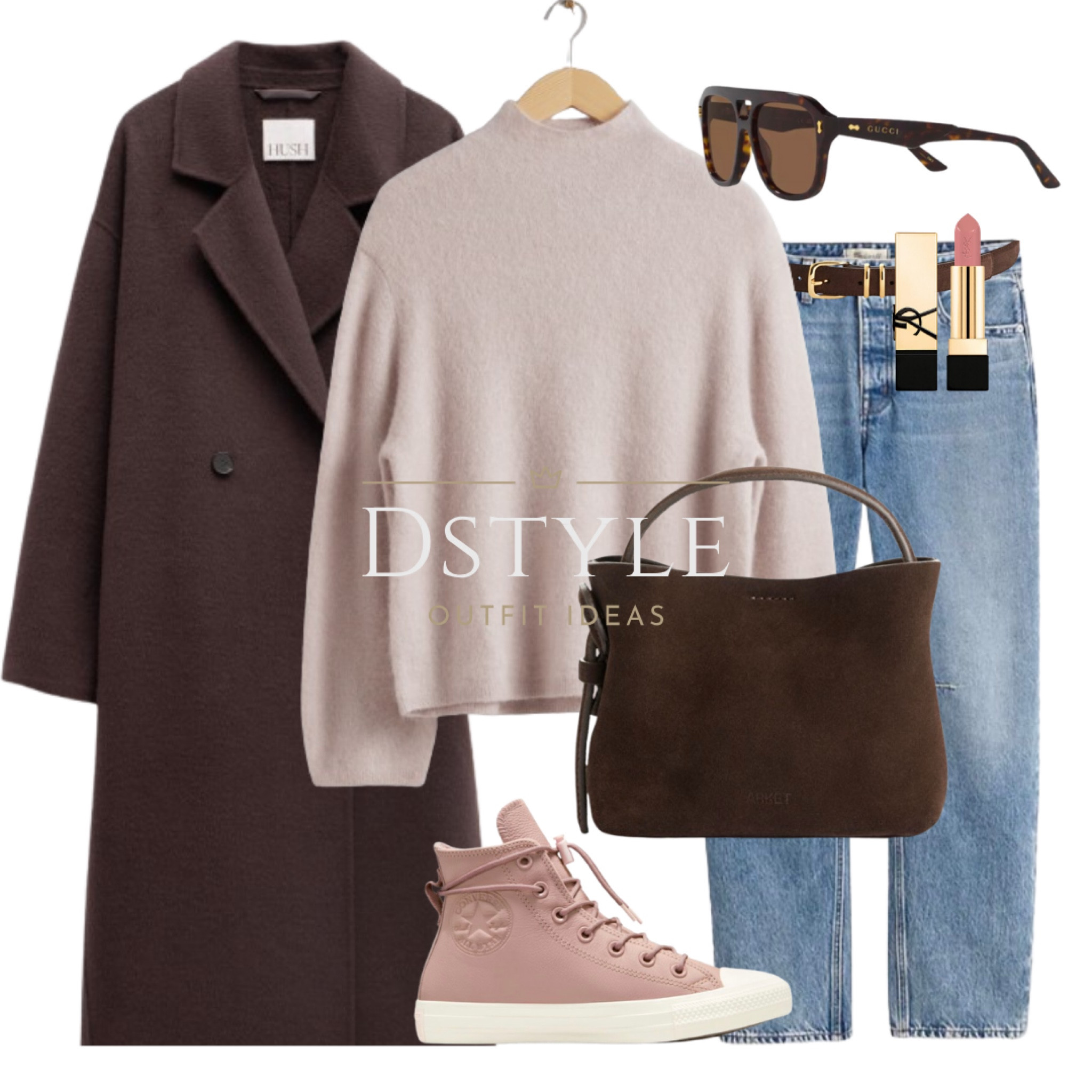 Chocolate brown pure wool coat, beige alpaca/wool sweater/jumper, barrel leg jeans, brown suede bag, Converse Chuck Taylor All Star Weatherized Leather, YSL Lipstick, brown suede belt, Gucci sunglasses

#LTKFindsUnder100 #LTKItBag #LTKStyleTip