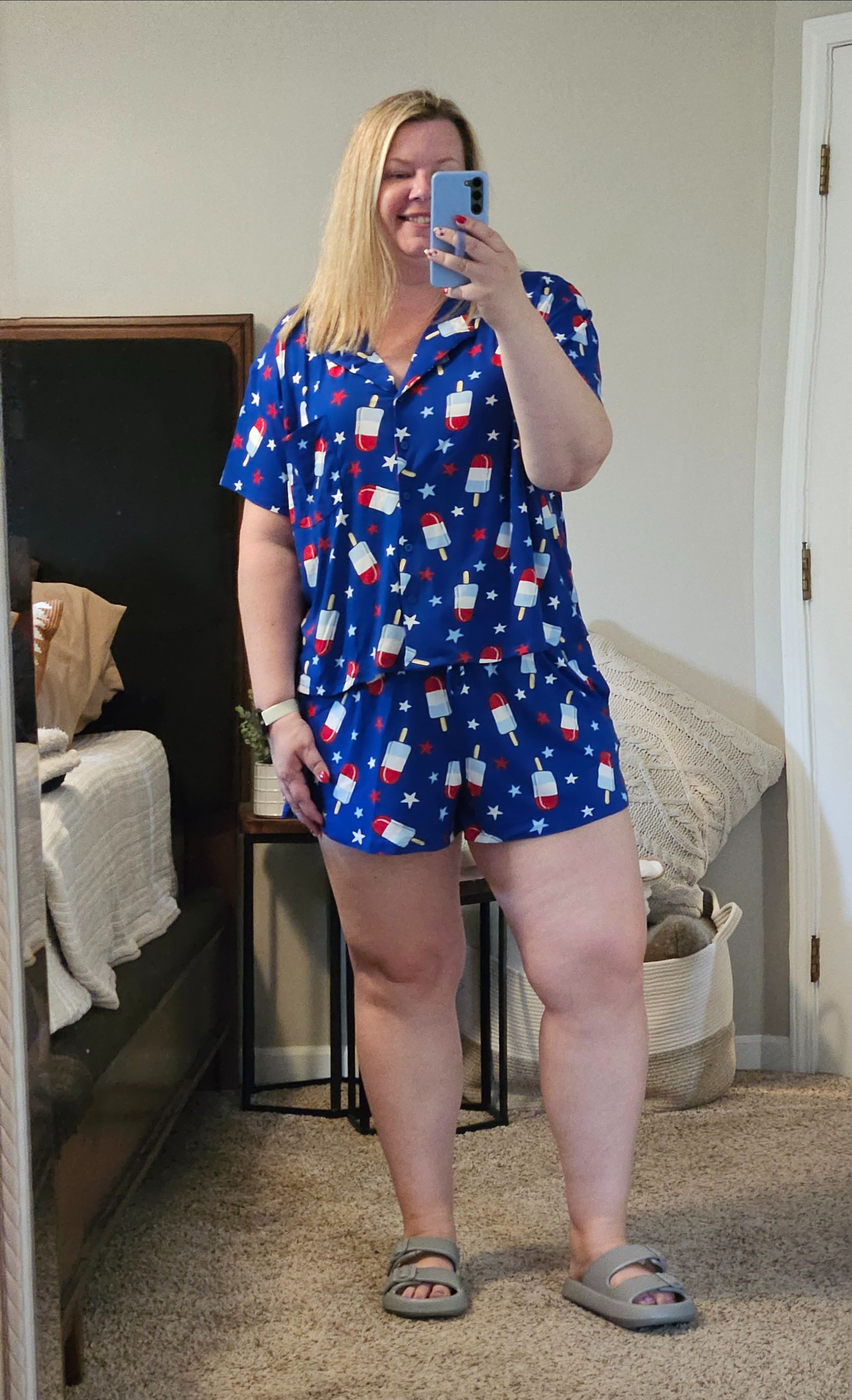 These pjs are so soft and cozy!  Wearing a size XXL in these for soke extra room.  Tons of patriotic fourth of July prints as well as other basics!

#LTKFindsUnder50 #LTKMidsize #LTKOver40