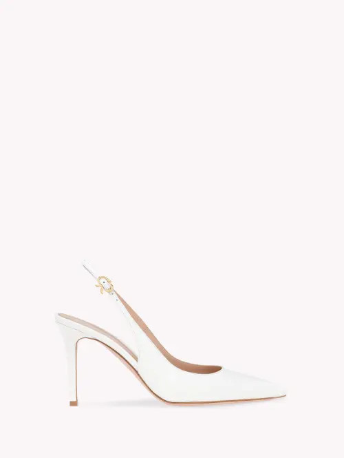 Gianvito Rossi Ribbon Sling 85 in White Nappa at Nordstrom, Size 41.5 | Nordstrom