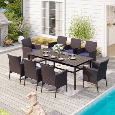 Ausby Rectangular 8 - Person 82" Long Dining Set with Cushions | Wayfair North America