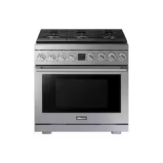 DACOR 36 in. 5.9 cu.ft. Transitional Gas Range with Self-Cleaning, Convection Oven in. Stainless ... | The Home Depot