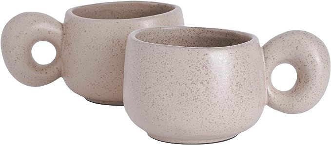 Cermic Small Coffee Mugs 10 Ounce Cappuccino Mugs Handmade Mug Set with One-finger Handle for Moc... | Amazon (US)