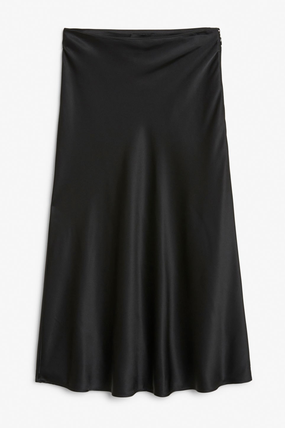 Satin midi skirt - Black | Monki