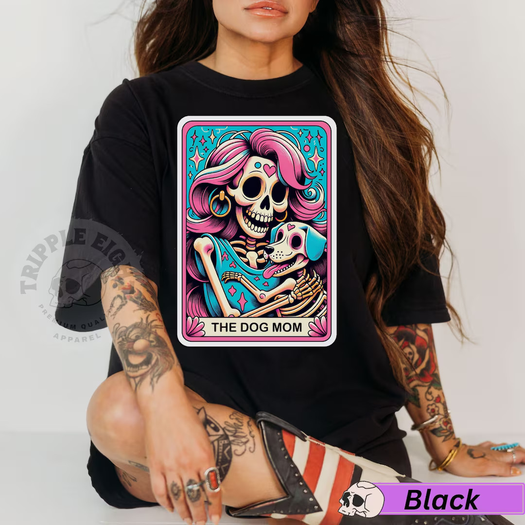 The Dog Mom Tarot Card, Trendy Skeleton Tshirt, Skeleton and Skeleton Dog Tshirt, Tarot Card Humo... | Etsy (US)