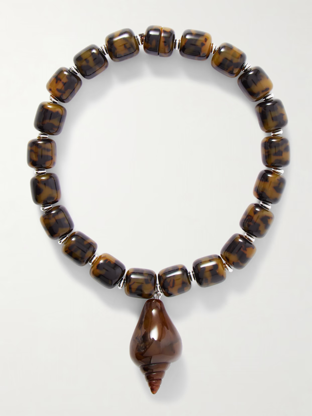 Julietta - Concha Rhodium-plated Resin Necklace - Tortoiseshell | NET-A-PORTER (UK & EU)