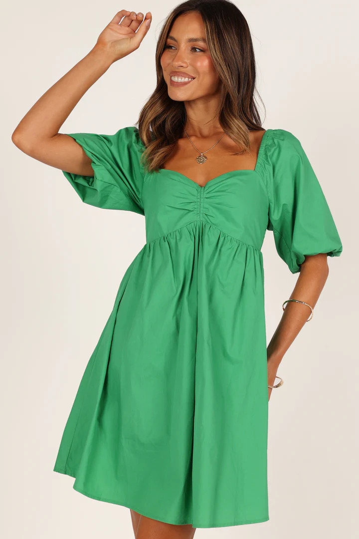 Lionel Puff Sleeve Midi Dress - Green | Petal & Pup (US)