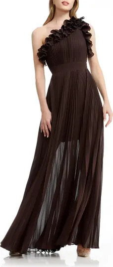 Vida One-Shoulder Pleated Chiffon Gown | Nordstrom