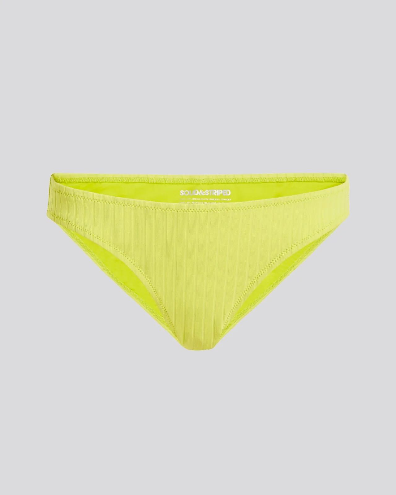 The Elle Ribbed Bikini Bottom in Chartreuse | Solid & Striped