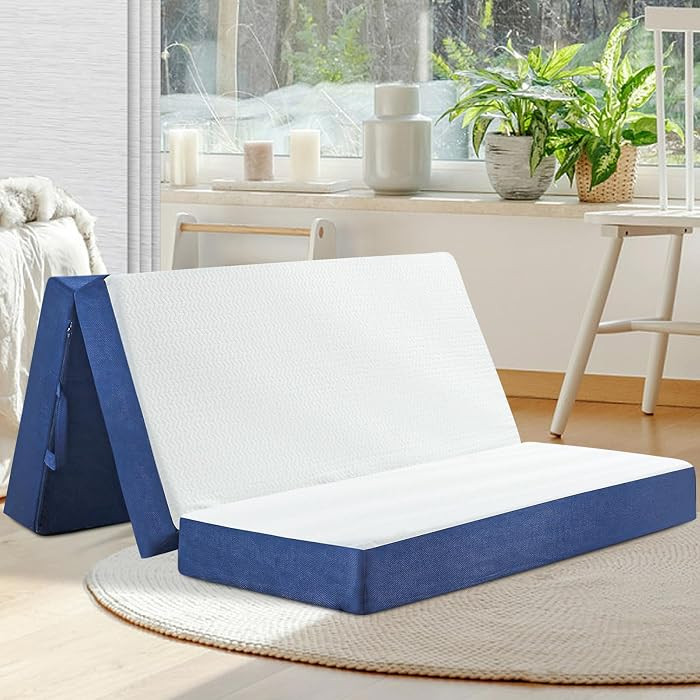 CYMULA Folding Mattress Queen Size, Memory Foam 6 inch Tri Portable Trifold Mattress Futon Topper... | Amazon (US)