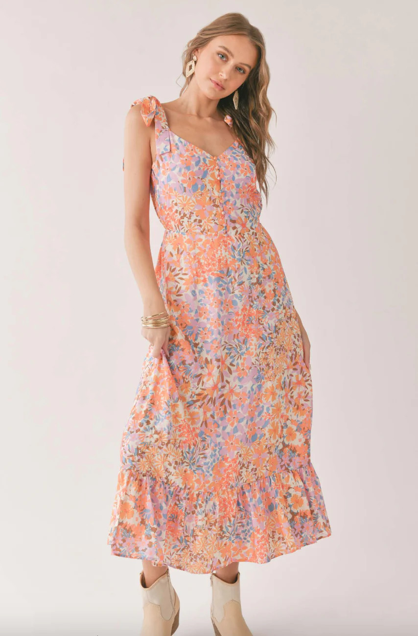 Moonscapes Tiered Midi Dress | Pink Creek