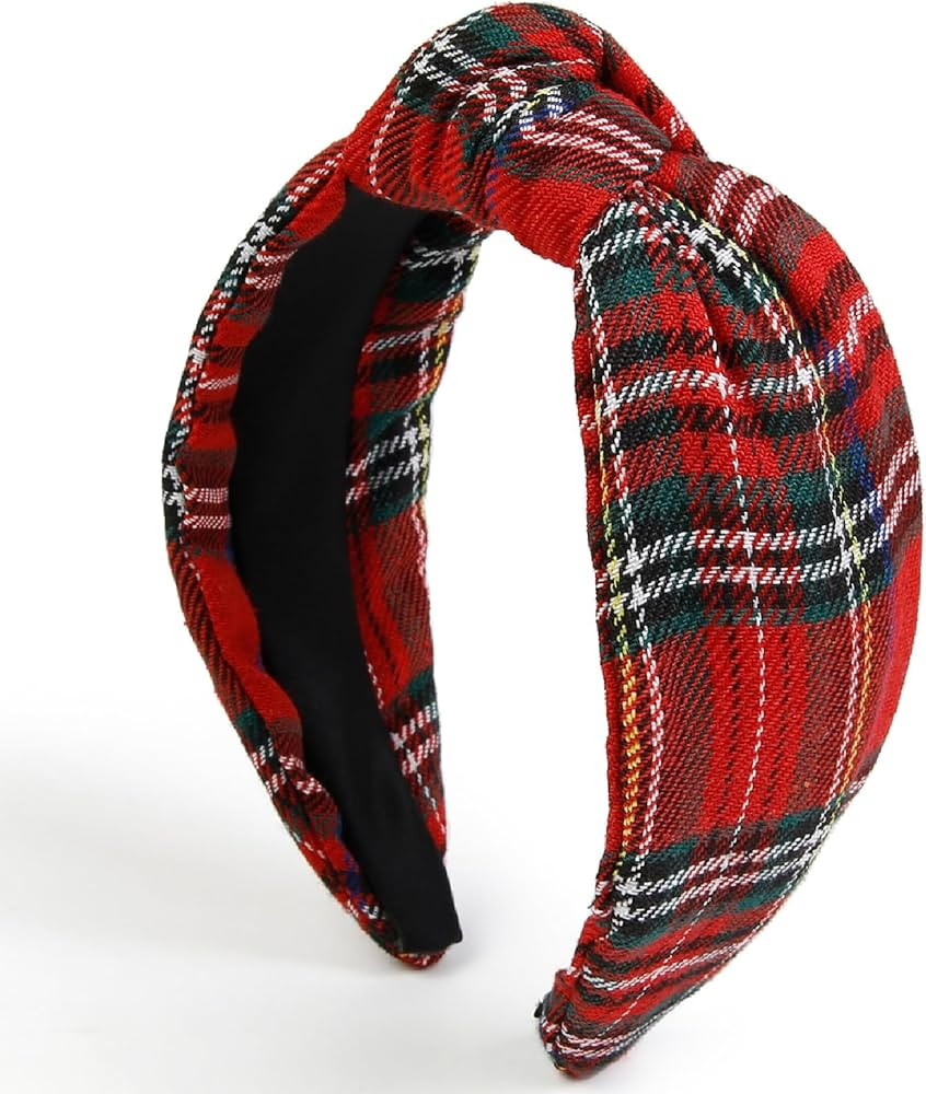 Huachi Christmas Headbands for Women Plaid Headband Knotted, Fashion Holiday Women Headbands for ... | Amazon (US)