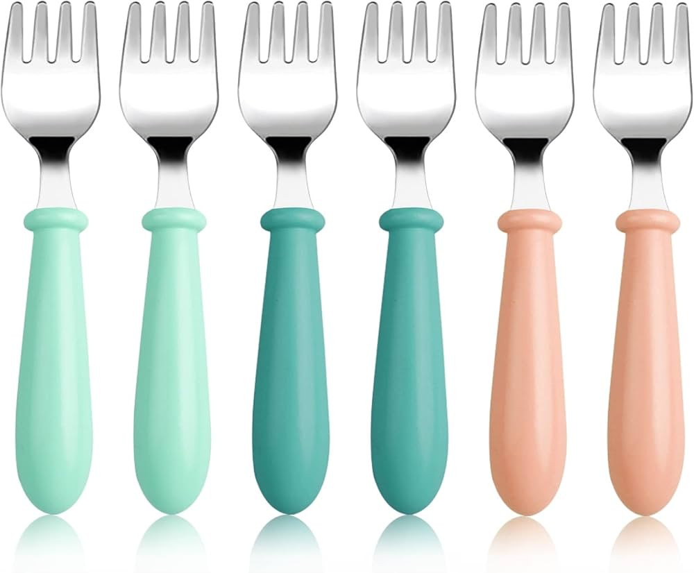6 Pieces Toddler Forks Baby Forks Kids Forks with Round Handle, Stainless Steel Toddler Utensils ... | Amazon (US)