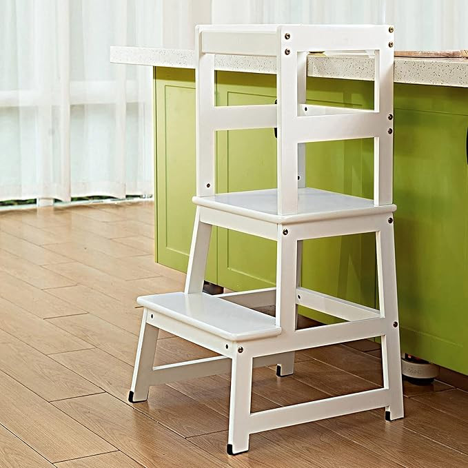 Wiifo Kids Kitchen Step Stool with Safety Rail,Wooden Learning Toddler Tower for Kitchen Counter,... | Amazon (US)